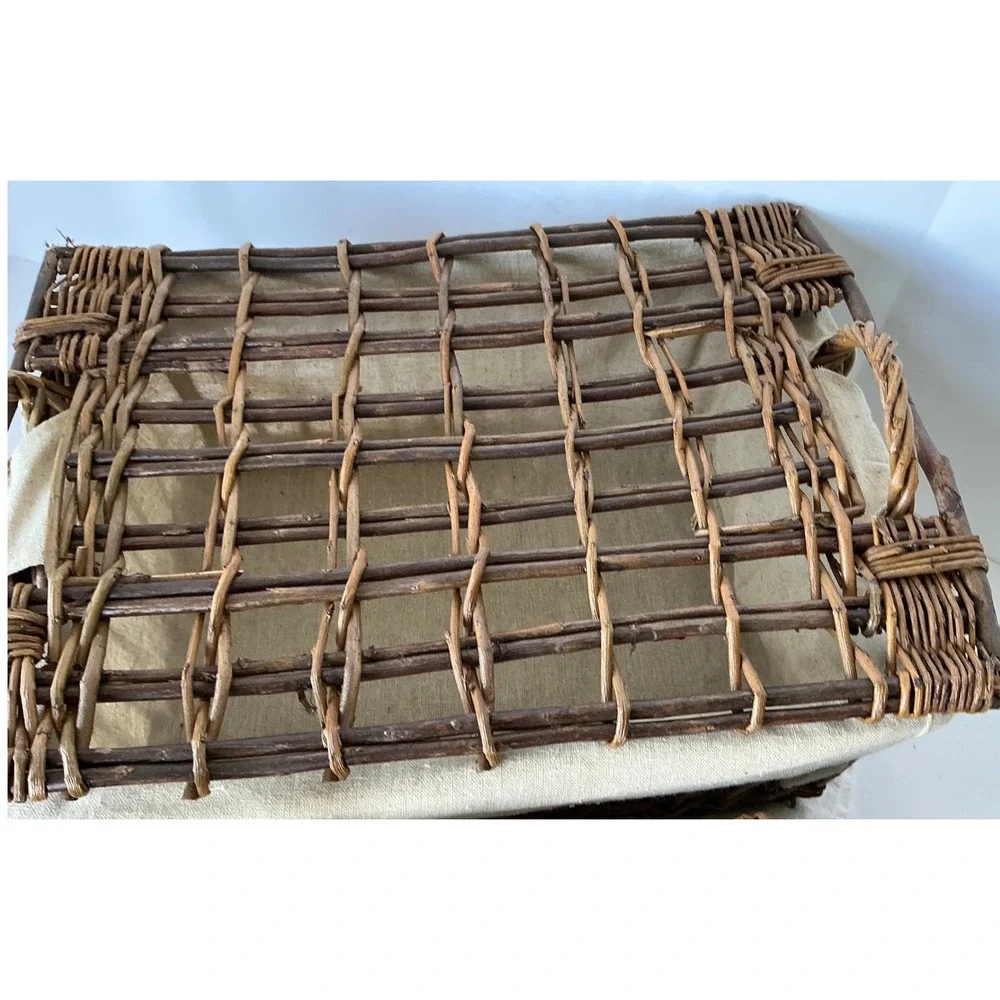 Rustic Twig Nesting Baskets Set of 3 Fabric Lined Brown Farmhouse Home‎